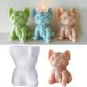 Cute Sitting Dog Candle Mold, 4 Inch Bulldog Silicone Mold, Animal Resin Mold for Soap Soy Wax Epoxy DIY Handcraft Home Ornaments Wedding Party Home Decoration