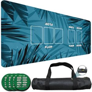 Poker Mat, 8-10 Players Texas Holder Poker Table Top - 70" x 35" Poker Topper for Tables - Poker Game Mat with 8 Coasters in Gift-Ready and Zipper Storage Bag