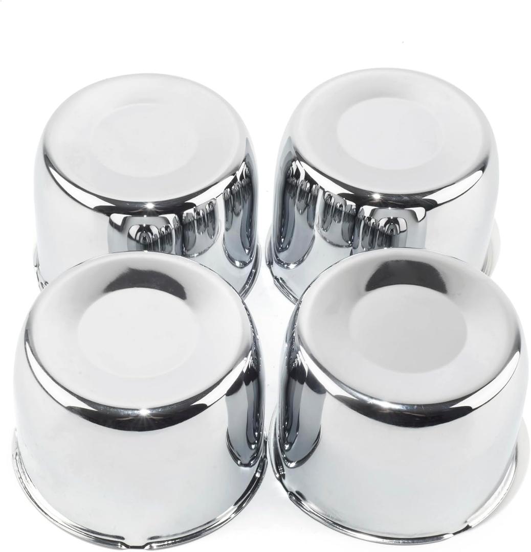 RTrhinotuning 4 PCS 4.9in Stainless Steels Wheel Center Caps for 4.92in / 125mm Trailer Truck Rim Center Hole, Chrome Push Through Hub Caps 3.66in High