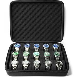 15 slots watch case, hard watch storage organizer case, watch travel case holder, with soft pillow