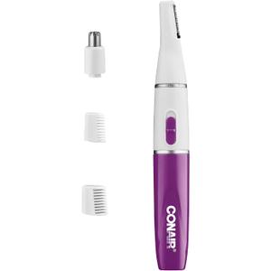 Conair All-in-1 Facial Hair Trimmer for Women, Perfect for Face, Ear/Nose and Eyebrows, Battery-Powered (1 Count (Pack of 1), White)