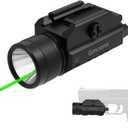 Gmconn 1250 Lumen Tactical Flashlight Green Laser Light Combo, Rechargeable Pistol Light with Strobe/Momentary Compatible with Picatinny
