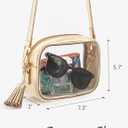 Yarnic Clear Bag Stadium Approved, PVC Transparent Crossbody Purse Small Clear Cross Body Bags with Adjustable Shoulder Strap Concert (Gold)