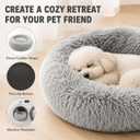 Cat Beds for Indoor Cats, Round Fluffy Cute Small Cat Bed, Washable Anti-Slip Donut Pet Bed, Round Dog Bed for Small Pets (Light Gray), 5"L x 3"W x 2"Th