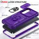 LeYi Compatible for Galaxy S24-FE Case: Samsung Galaxy S24 FE Case with Screen Protector X 2 Tempered Glass & Magnetic Stand, Dual Layer Protective S24FE Phone Case para Cell Android S 24 FE, Purple