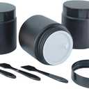 3Pack 4Oz Black Small Glass Jars with Lids, Lotion Container, Cosmetic Containers, Little Travel Jars for Creams with Mini Spoon (Matte Black)