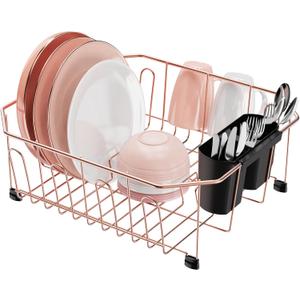 Small in Sink Dish Drying Rack - Stainless Steel for RV Kitchen | Compact Design, Rust-Resistant, Angled Corners Fit Square & Round Sinks, Removable Utensil Holder, Cup Hooks, 13.1"W x 14.4"L