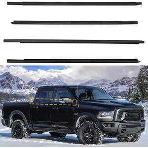 Weatherstrip Window Moulding Trim Seal Belt Kit Compatible with Dodge Ram 1500 2500 3500 4500 5500 Crew Cab 2009-2023, Weather Stripping Replace#55112376AH 55112377AH 55372138AH 55372139AH (4PCS)