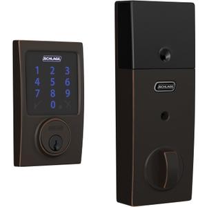 Schlage Connect Smart Deadbolt Lock with Touchscreen Keypad, Keyless Front Door Entry, Z-Wave Plus Compatible, Aged Bronze, BE469ZP CEN 716