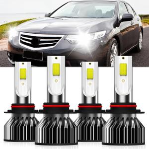 Lights Fit For Honda Accord 2008-2012 Sedan & 1992-2007, 9005 High Beam 9006 Low Beam, High Power 6500K White Light, Plug & Play, Pack of 4