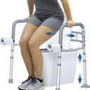 Toilet Safety Rails, YuanDe Foldable Handicap Toilet Rails with Handles Fit Any Toilets, Adjustable Toilet Safety Frame for Seniors, Elderly, Handicap & Disabled (300 LB)
