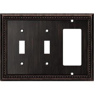 Henne Bery Sunken Pearls Heavy Duty Decorative Wall Plate Switch Plate Outlet Cover (Double Toggle/Single Decorator, Aged Bronze)