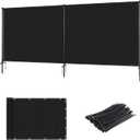 6' x 12' Outdoor Privacy Fence with Iron Poles Ground Spikes Dog Metal Garden Privacy Fence Backyard Patio Yard Barrier Boarder Divider (Black)