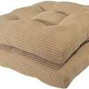 Arlee Chair Cushions for Dining Chairs, Set of 2 - Memory Foam Chair Pads, Non-Skid Backing - Durable Thick Seat Cushions for Kitchen, Office, Patio, 15.5" L x 15.5" W, Bamboo Tan