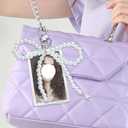 2 Sets Photocard Holder Keychain with Pearl Bow, Keychain Badge Holder Cute Photocard Holders, Lightweight Acrylic Bus Card Holders Badge ID Cards Kpop Accessories