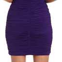 R&M Richards Off The Shoulder Rached Rhinestone Chain Detail Mini Dress (Purple, 8P)