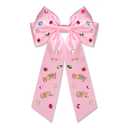 9 x Birthday Hair Bows for Women Crown Birthday Girl Hair Bow Clips Crystal Pearl Star Jeweled Big Hair Bows Pink Bow Satin Hair Ribbons Hair Accessories Gifts Party Favors (Pattern B2)