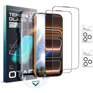 2 x [2+2] AR(Anti-Reflective) Screen Protector for iPhone 17 Pro + Camera Lens Protector, [Anti-Glare] 9H+ Tempered Glass with Auto-Align Kit 10S Bubble-Free Installation, Anti-Fingerprint, HD Clear, Case Friendly