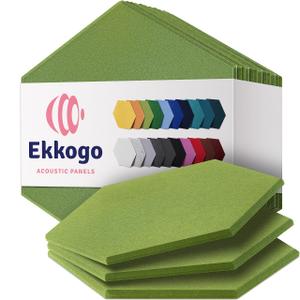 Ekkogo Acoustic Soundproof Wall Panels 12-Pack - 14"X12.1"X0.4" High Density Sound Dampening - Gin Green