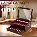 Novabright Wooden Silverware Storage Box, Silverware Chest Case with Glass Lid Flatware Organizer with Handle Felt Lined for Flatware Utensils Home Decor Gift(2 Layer)