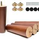 Maricome 6 Inch Wood Furniture Legs Set of 4 Replacement Feet for Cabinet Couch Chair Sofa Legs Mid Century Predrilled M8 Bolt with Mounting Nuts and Screws