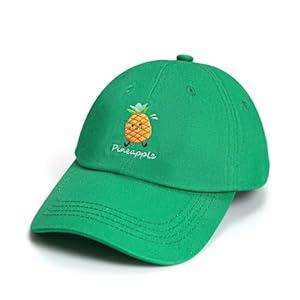 Supaico Toddler Baseball Hat Embroidered Baseball Cap Kids Washed Hats Adjustable Cute Caps for Boys Girls Age 9-14, Pineapple Green