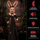 Haunted Hill Farm 5.6-Ft. Black Rabbit Halloween Animatronic with Sound