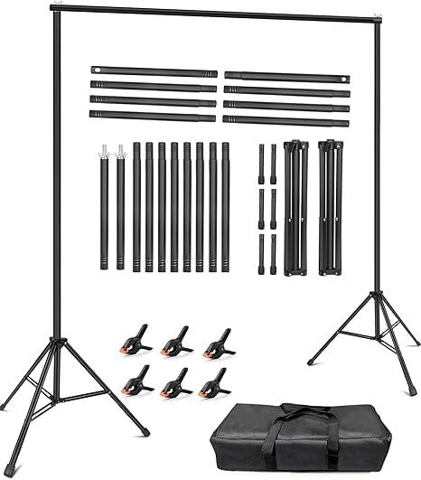 Hemmotop Backdrop Stand 10x8ft (WxH), Photography Background Stand for Parties, Adjustable Photo Backdrop Stands Kit for Wedding, Photo Booth, Party, Decoration, Balloon, Projector Screen