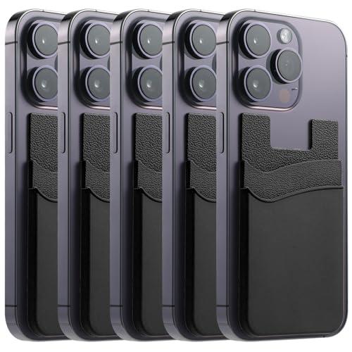 BIAJIYA Card Holder for Back of Phone, Pouch Silicone Wallet Sleeve Pocket Stick-on ID Credit Card for All Smartphones Pack of 2