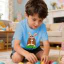 Boys Easter Shirts Kids Cotton Graphic Tees Casual T-Shirts 3-7 Years (Blue)