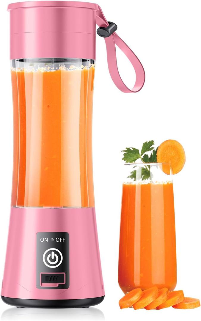 Personal Size Portable Blender - 12 Oz Blender for Smoothies and Shakes with BPA Free Traveling Juice Cup, 6 Blades for Powerful Blending, Suit for Sports/Travel