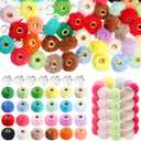 360 Pcs Soft Fluffy Beads Fuzzy Beads Faux Fur Poms Beads for Pens Bulk Colored Spacer Beads Clear Beads for DIY Bracelet Keychain Pens Handicrafts Jewelry Accessories(Mlticolor) (Multicolor)