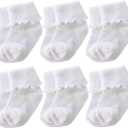 6 &12 Pairs Infant Toddler Baby Kids Turn Cuff Ruffle Cotton Socks, Size: 6-12 Months