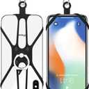 Cell Phone Lanyard Crossbody with Adjustable Neck Strap and Phone Ring Grip,Universal Lanyard for iPhone Lanyards (Black)