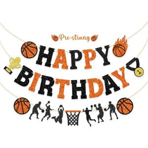 2 x Little Man Basketball Birthday Banner, Basketball Birthday Decorations, Sports Themed Birthday Banner, Basketball Garland, Basketball Birthday Party Decorations for Boy