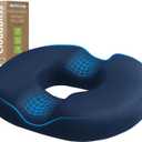 CloudBliss Donut Pillow Seat Cushion for Tailbone Pain Relief and Hemorrhoids, Memory Foam Chair Cushion for Postpartum Pregnancy, Seat Cushions for Men and Women for Home & Office, (Blue) (Large)