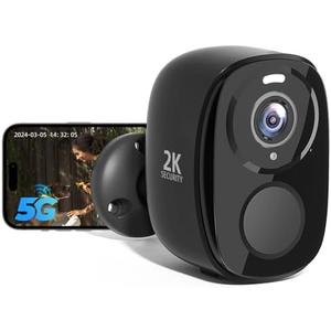 Rraycom 5G/2.4G WiFi Security Cameras Wireless Outdoor, 2K Battery Powered AI Motion Detection Siren Alarm Home Indoor Camera,Color Night Vision, 2-Way Talk, IP65 Waterproof, Works/Alexa, Cloud/SD