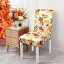 Fall Chair Covers for Dining Room Set of 4 Autumn Maple Leaf Dining Chair Protectors 4 Pcs Stretch Removable Washable Chair Slipcovers 4 Pack for Thanksgiving Home and Party Decor