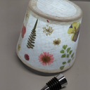 Baquler Pressed Floral Wireless Bottle Lamp Shade Flower Wine Bottle Lamps LED 3 Color Rechargeable Cute Vintage Cottage Table Light for Bars Home Office Fall Christmas Housewarming Gifts