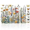 GLOBLELAND 3 Sheets Wildflowers Furniture Transfer 6x12inch Butterflies and Flowers Rub on Transfer Self-Adhesive Wall Art Decals for Bedroom Living Room Desk Table Decoration