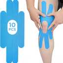 OK TAPE One-Structure K-Tape Patches | Precut for Knee Kinesiology Tape | Pain Relief and Accessories | 10 Pcs and Blue