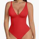 FeelinGirl Shapewear Bodysuits for Women Tummy Control Body Suits Deep V Neck Thong Body Shaper Size XS
