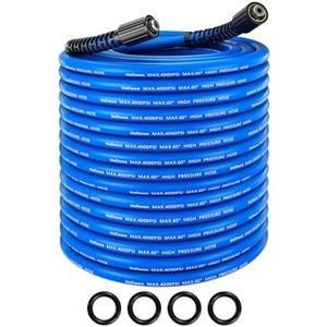 Heliwoo Pressure Washer Hose 50 FT x 1/4", Upgrade Kink Resistant Pro-Flexible Electric Power Washing Hose, 4000 PSI Replacement Extension Hose