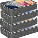 Reli. 90L Under Bed Storage Containers (4 Pack) | Closet Organizer with Clear Window | Underbed Storage Bins for Towels, Sweaters, Linens | Large Organizer for Closet (Gray)