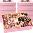 Pastry Serving Box Cardboard Heavy Duty 8PK, Assorted Food Platter Box w/Lid Indoor Outdoor for 5-8 People, Stably Filled Catering Trays w/Lid for Gift(15"x10"x3.5" Pink)