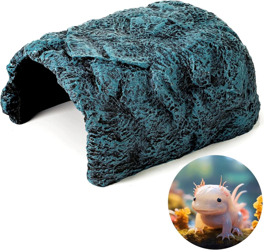 Hide Cave Aquarium Decorations-Premium Resinous Natural Hideout Fit for Aquariums & Terrariums, Reptiles, Amphibians, Fish Playground