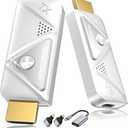 Wireless HDMI Transmitter and Receiver 382FT/100M, 2.4G+5G Plug & Play Wireless HDMI Extender Kit 4K Decode for Video and Audio to Monitor from Laptop (1TX+1RX 382FT) White