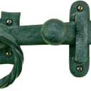 Renovators Supply Manufacturing Black Wrought Iron Ring Pull Gate Latch 7 in Barn Door Fence Gate Lock with Hardware
