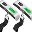 BAGAIL Digital Luggage Scale, 110lbs Hanging Baggage Scale with Backlit LCD Display, Portable Suitcase Weighing Scale, Travel Luggage Weight Scale with Hook, Strong Straps for Travelers (2 Pack, silver)