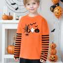 Toddler Halloween Shirts Boys Girls Spooky Pumpkin Skeleton Graphic Sweatshirt Halloween Kids Long Sleeve Tops 2-9 Years (Orange)